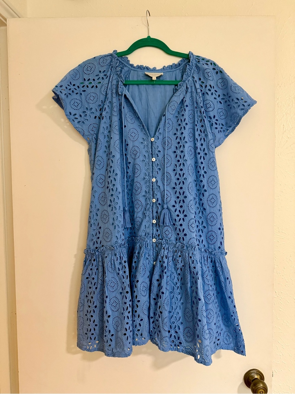 Cleobella Blue Eyelet Button-Front Dress
